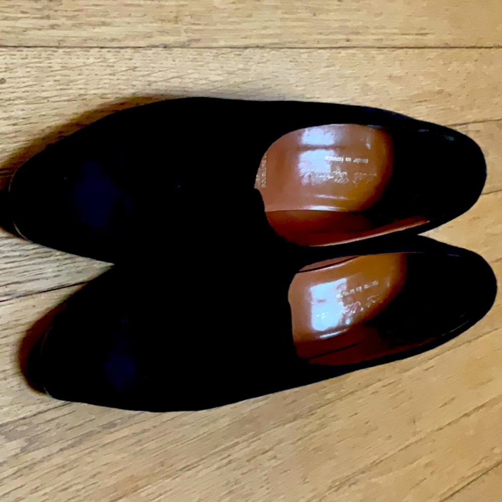 ROBERT CLERGIE black/brown crepe heeled pumps 8 b
